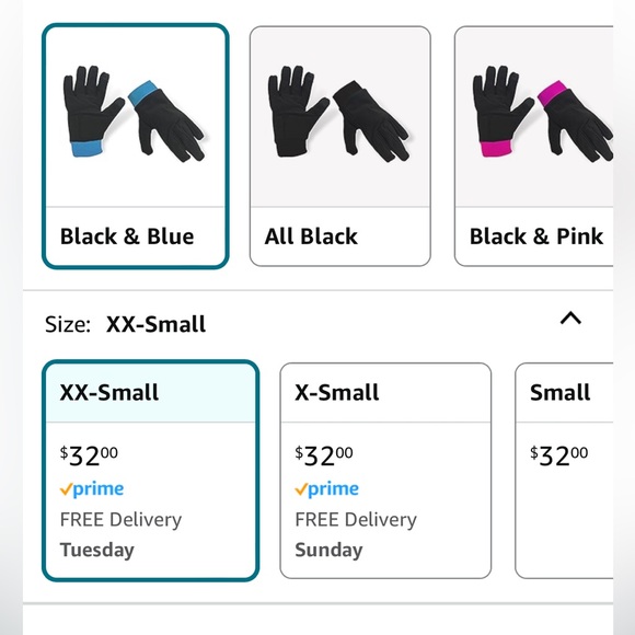 Water-Resistant Ice Skating Gloves-Protective Padding, fleece lined- xx small - Picture 6 of 6
